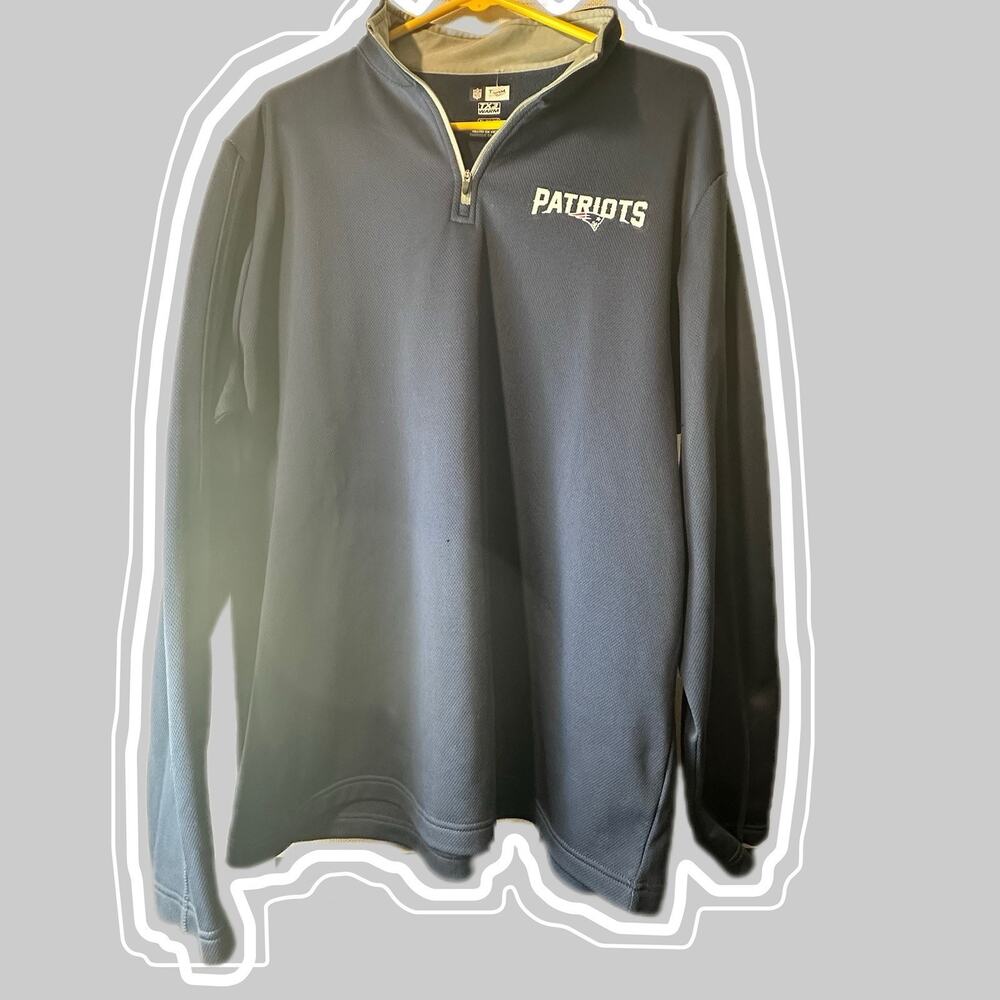 New England Patriots 1/4 Zip Pull Over Long Sleeve Top Blue Mens XL